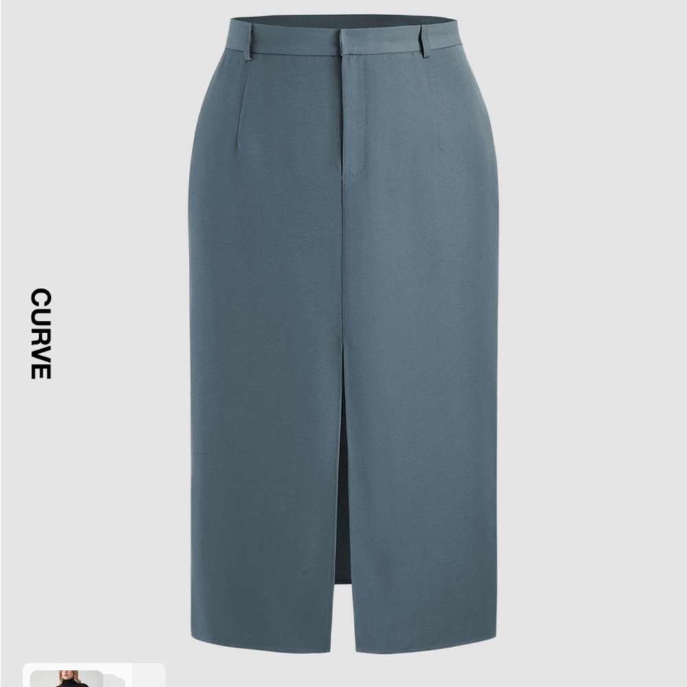 NWT Cider 2XL Mid Waist Split Maxi Skirt Slate Blue